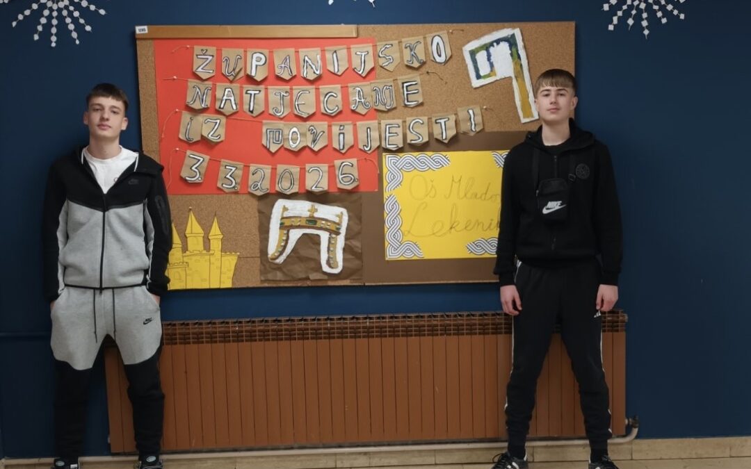 Mateo Grošić i Luka Majnarić uspješni na županijskoj razini natjecanja iz Povijesti